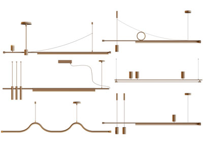 现代金属线条吊灯
