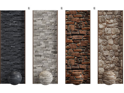 现代文化石背景墙3d模型 现代文化石背景墙