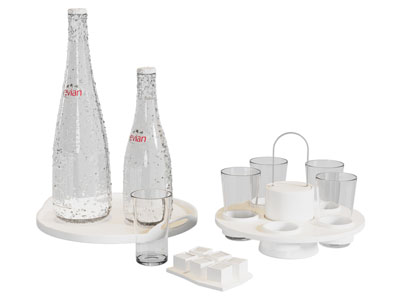 现代玻璃瓶装水 茶具杯子