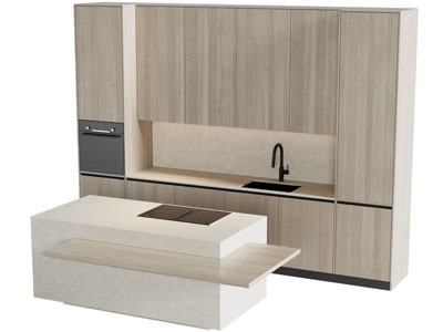 现代整体橱柜 中岛台