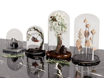 现代玻璃植物摆件组合