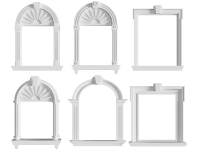 欧式拱形窗框 别墅窗套3d模型 欧式拱形窗框 别墅窗套