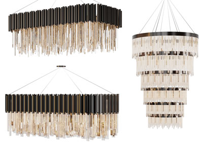 现代长方形水晶吊坠吊灯