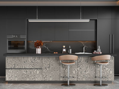 现代整体橱柜 中岛吧台