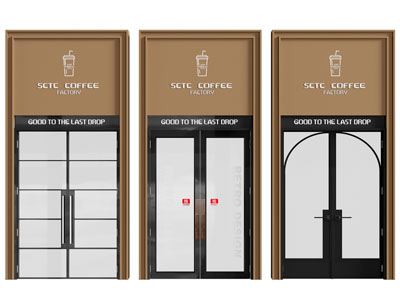 现代咖啡馆大门 双开门 门头