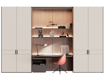 现代书桌椅组合衣柜3d模型 现代书桌椅组合衣柜