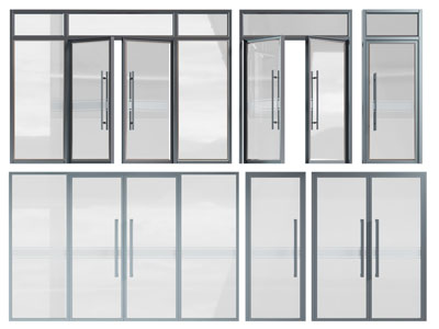 现代办公玻璃大门 双开门