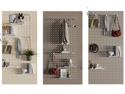 现代实木洞洞眼墙面收纳 墙饰