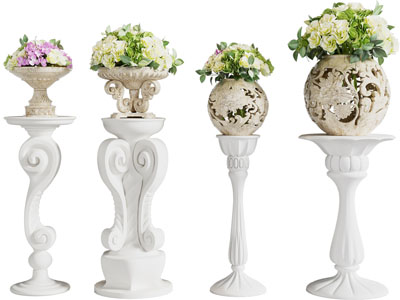 欧式花架 雕花花瓶花卉摆件组合