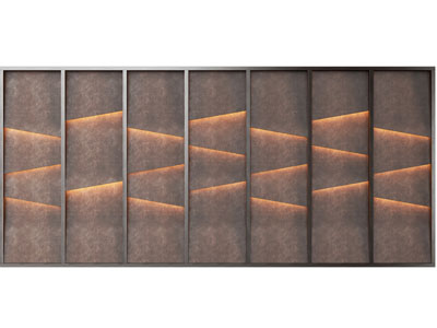 现代嵌入灯带的背景墙3d模型 现代嵌入灯带的背景墙