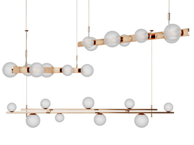 现代轻奢球灯罩金属线条吊灯