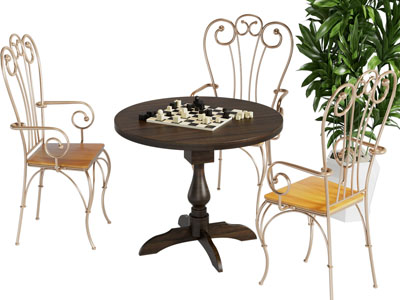 欧式圆形休闲桌椅组合