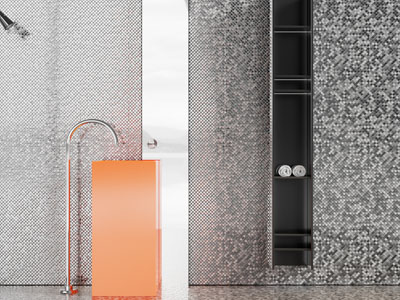 现代透光板背景墙 立式洗手台