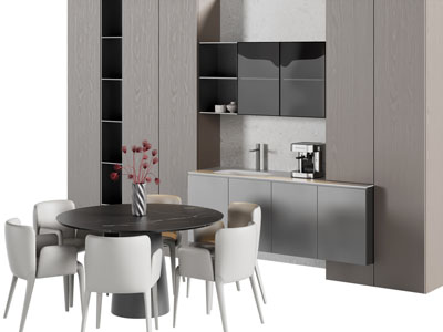 现代餐边柜 餐桌椅组合