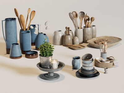 现代茶具杯子 陶瓷器皿 碗碟厨具组合