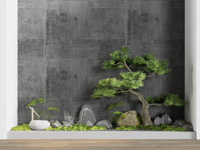 新中式假山 松树室内景观园艺小品