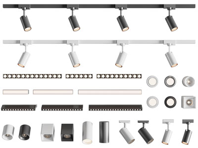 现代轨道磁吸灯 可转向筒灯射灯