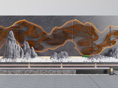 新中式庭院景观墙 假山景观园艺小品