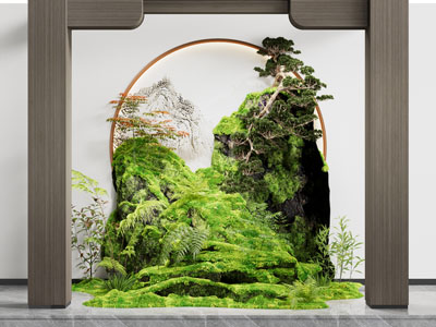 新中式室内苔藓 松树景观园艺小品