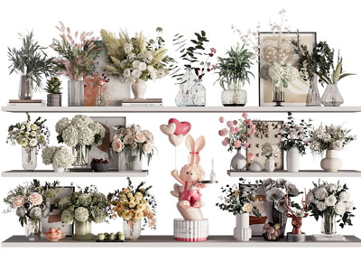 现代花瓶花卉 摆件组合