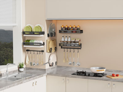 现代碗碟 勺子铲子 调味瓶厨具收纳架