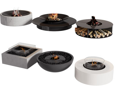 现代圆形壁炉火炉