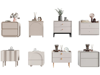 现代床头柜 摆件组合