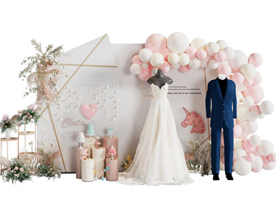 现代婚庆美陈 摆件组合 演绎舞台