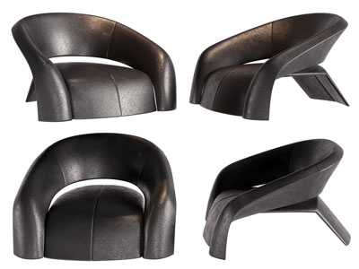 现代黑色单人沙发