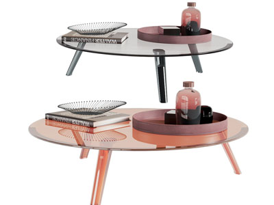 现代圆形玻璃茶几3d模型 现代圆形玻璃茶几