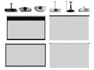 现代投影仪 投影幕布3d模型 现代投影仪 投影幕布