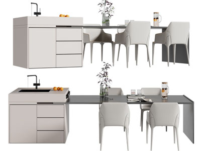 现代吧台餐桌椅组合