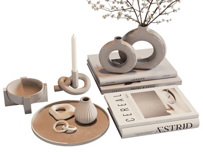 侘寂风书本 花瓶花卉摆件组合