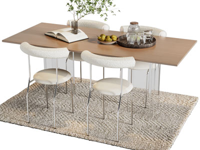 现代长方形餐桌椅组合