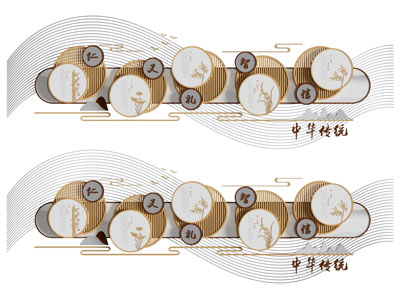 新中式城市雕塑小品 企业文化墙