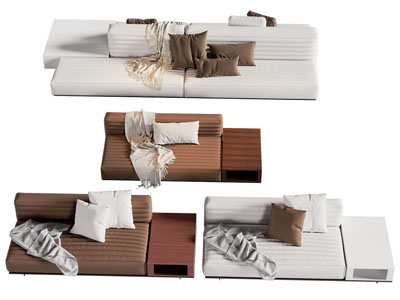 现代布艺多人沙发