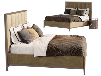 新中式双人床 床头柜