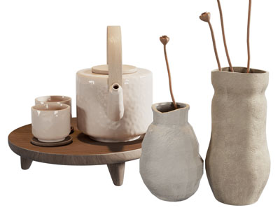 新中式陶艺花瓶花卉 摆件组合