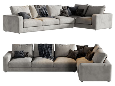 现代转角多人沙发