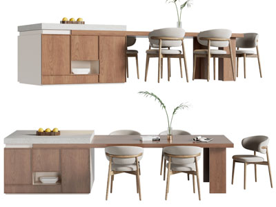 现代水吧台餐桌椅组合