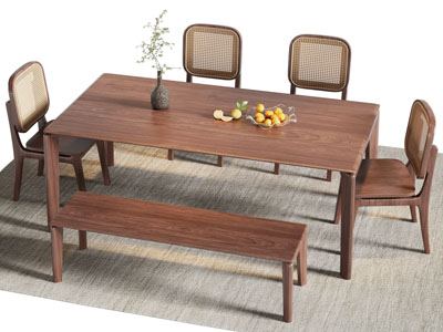 现代中古风长方形餐桌椅组合