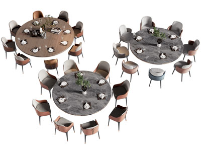 现代圆形餐桌椅组合