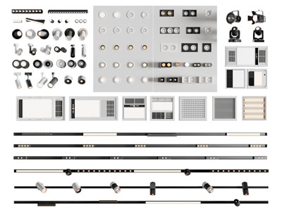现代轨道磁吸灯 可转向筒灯射灯 暖风扇