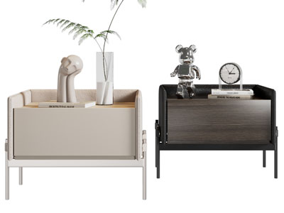 现代床头柜 摆件组合