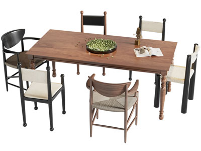 现代中古风餐桌椅组合