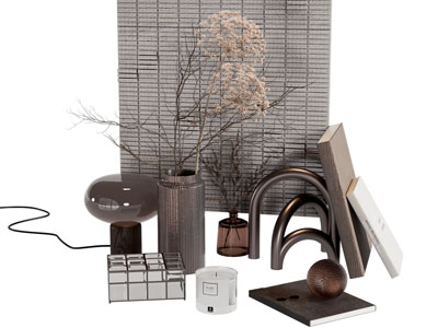 现代花瓶花卉 烛台 书本摆件组合