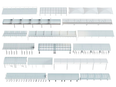 现代玻璃遮阳棚 雨棚 停车棚