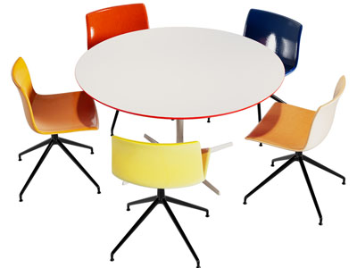 现代圆形多巴胺餐桌椅组合