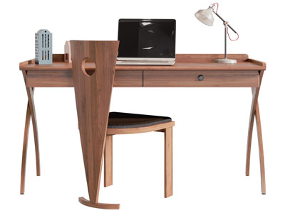 现代中古风书桌椅组合3d模型 现代中古风书桌椅组合