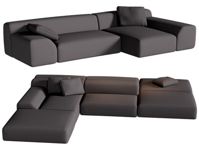 现代转角多人沙发